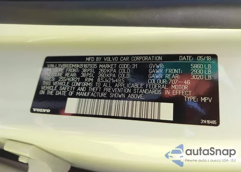 2019 Volvo Xc60 Hybrid T8 R-Design из США, поврежденный, VIN LYVBR0DM9KB187935